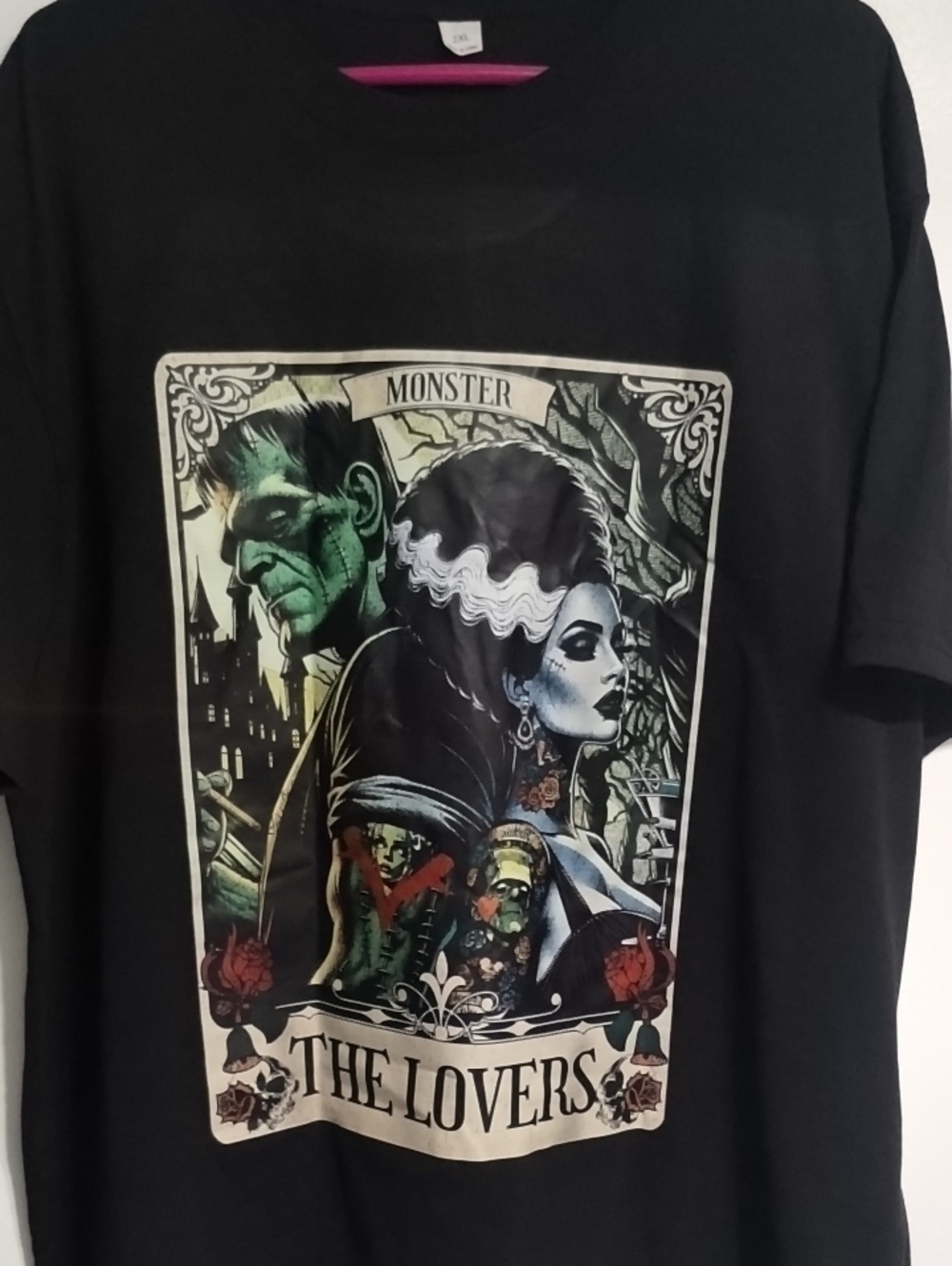 The Frankenstein and Bride The Lovers Tarot Card T-Shirt